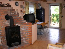 The flat (apartment) - a small living room with a fireplace